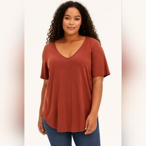 Torrid Dark Coral Jersey Knit Tunic Top Size 3X